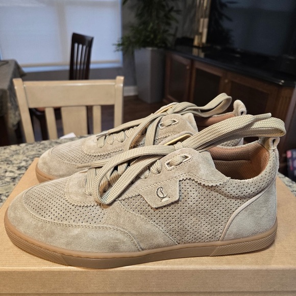 NEW Christian Louboutin Beige Suede Tutti Rui Sneaker Size 38 - Picture 4 of 12
